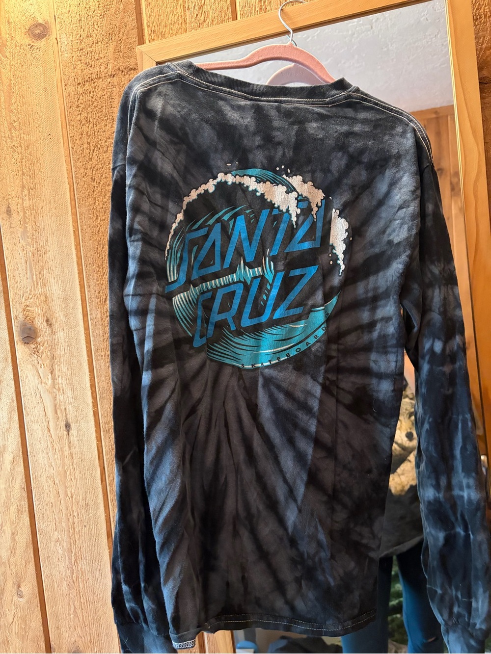 Santa Cruz Black Long Sleeve Shirt with White Tag Logo